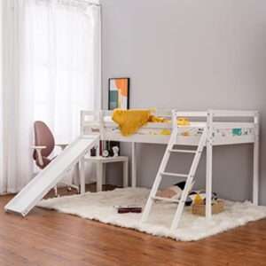White Mid Sleeper Bed with Slide