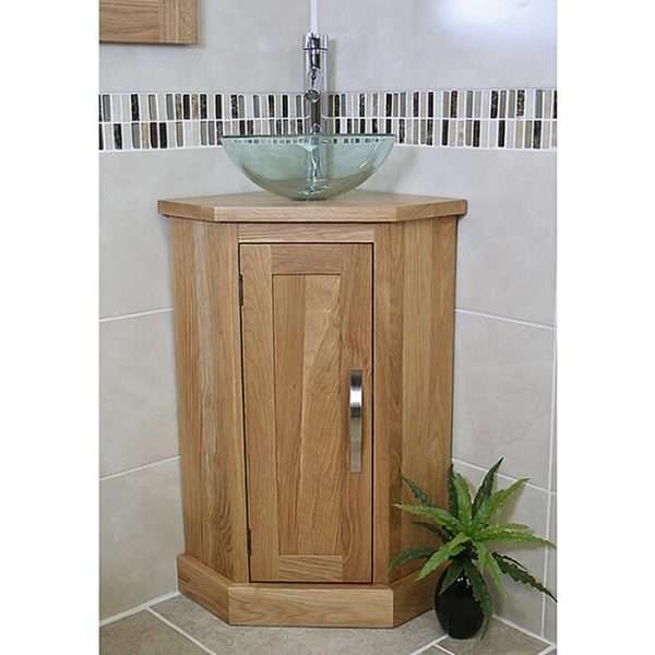 Cayla Solid Oak Corner Vanity Unit