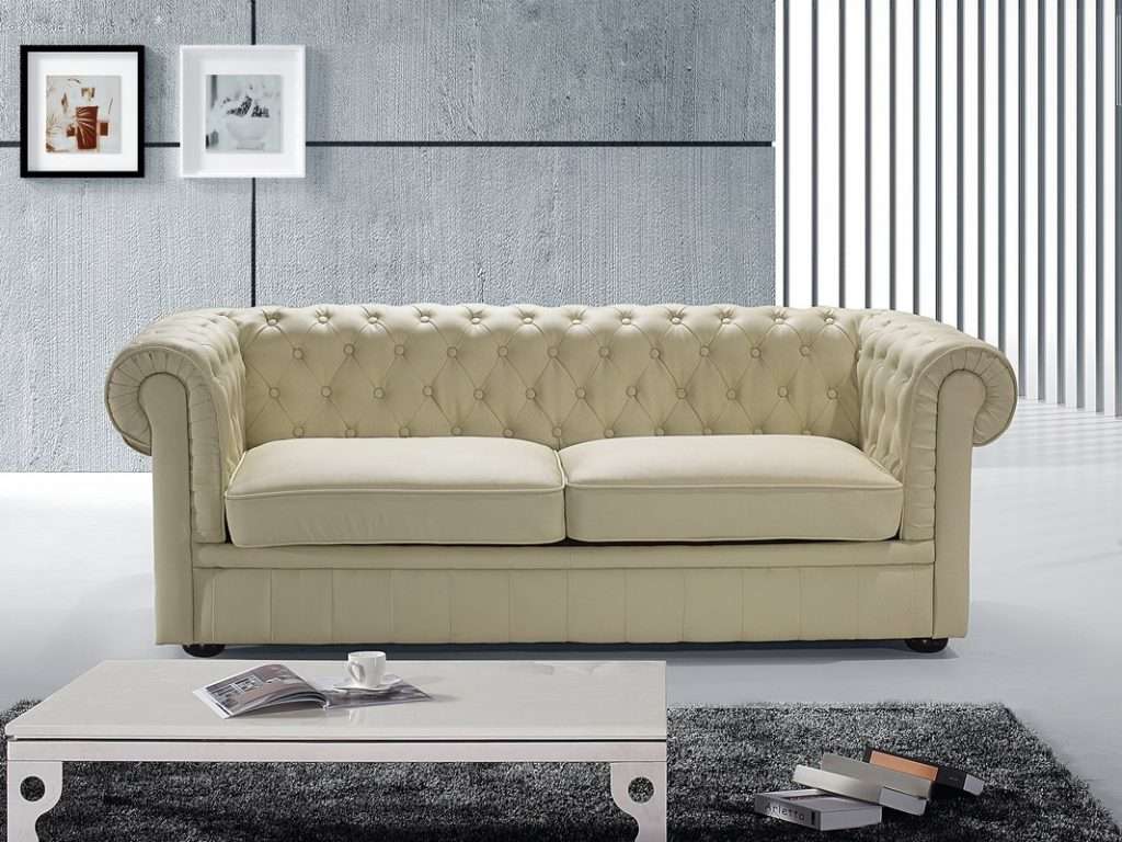 clackline genuine leather 3 seater chesterfield sofa