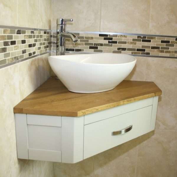 Giovani Solid Oak Corner Vanity Unit