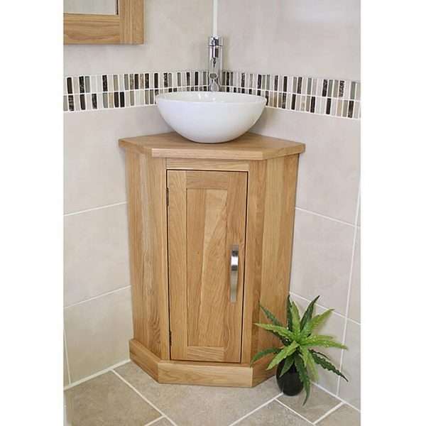 Mariam Solid Oak Corner Vanity Unit