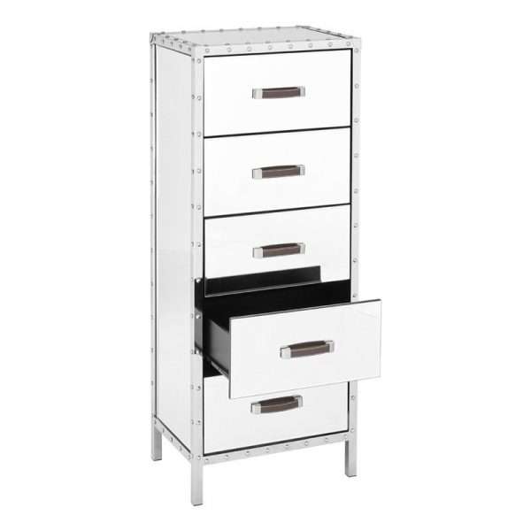 Rivet Tall Mirrored Chest of Drawers