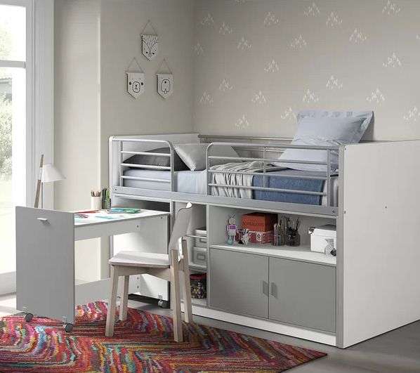 Mid bunk bed on sale with desk