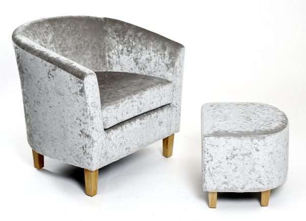 Velvet Tub Chair with Footstool